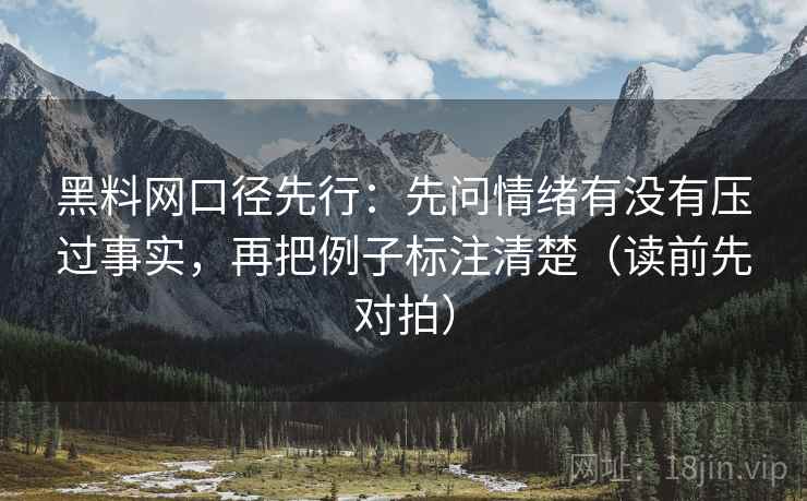 黑料网口径先行：先问情绪有没有压过事实，再把例子标注清楚（读前先对拍）