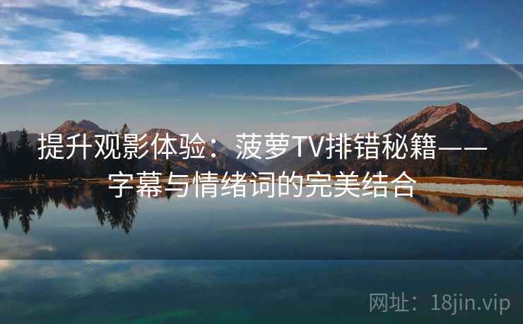 提升观影体验:菠萝TV排错秘籍——字幕与情绪词的完美结合