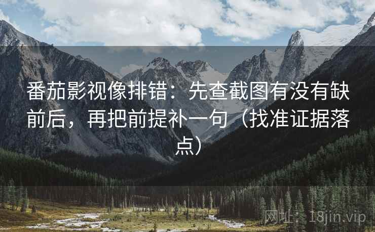 番茄影视像排错：先查截图有没有缺前后，再把前提补一句（找准证据落点）